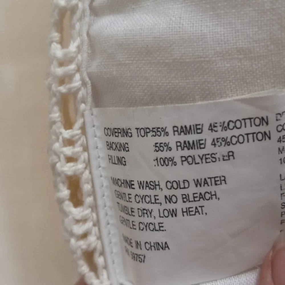 Two Crocheted Off White Pillows 16